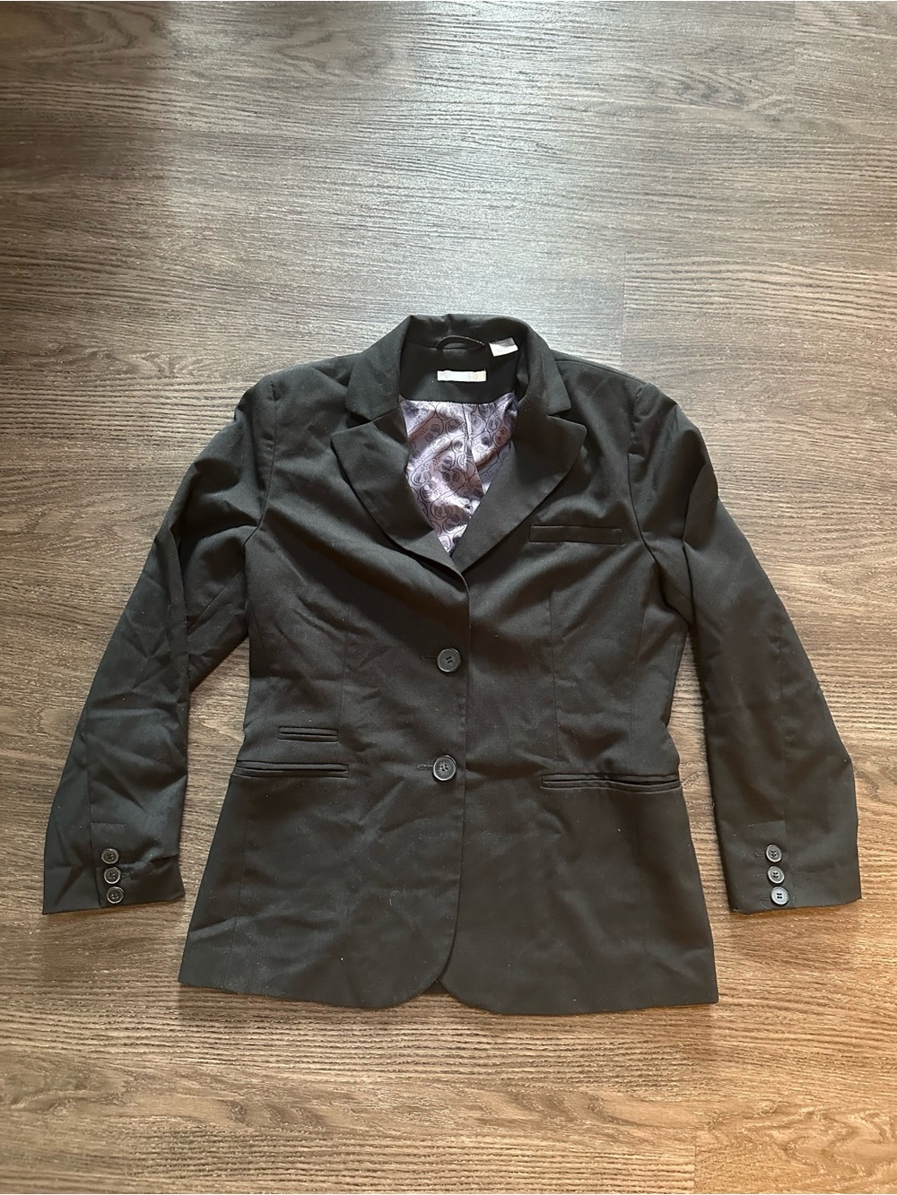 Classic Black Women's Blazer Jacket - Tailored Two-Button Lined Sz 8